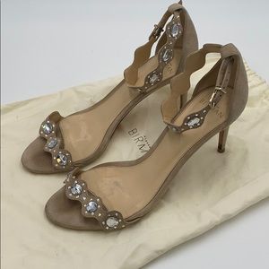 Alexandre Birman Suede Nude + Swarovski Glam heels